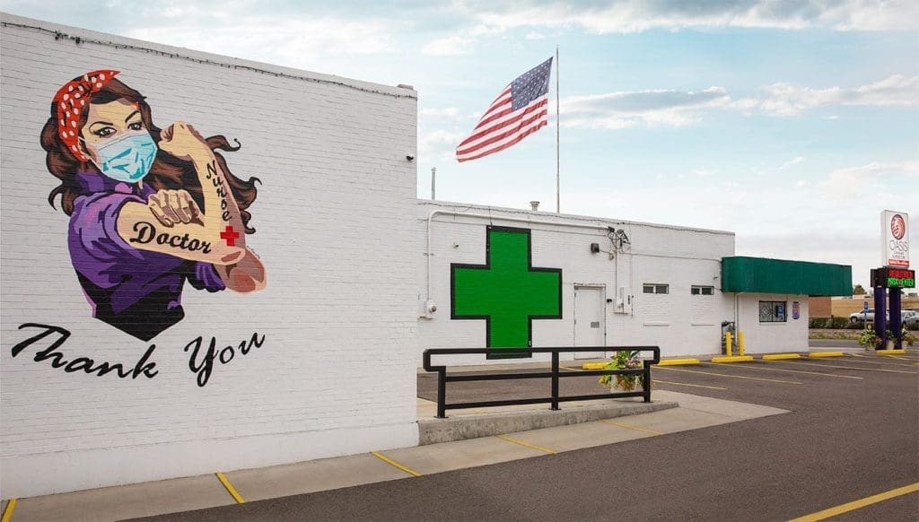 Denver Cannabis Mural Covid 19- Oasis Superstore Evans Ave Denver