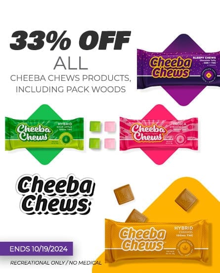 Cheeba Chews 33% off. Deal ends 10-19.