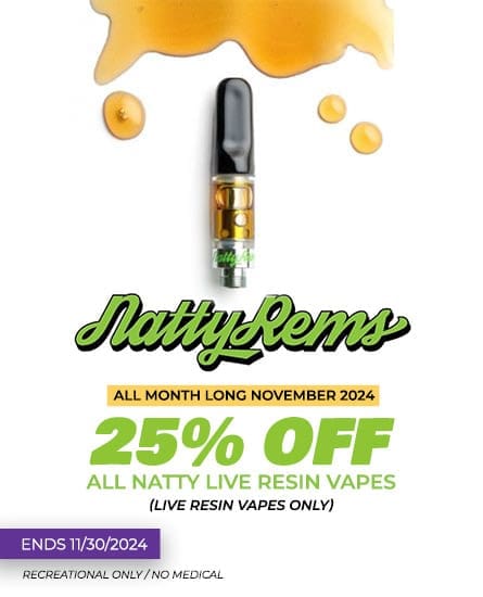 Natty Rems Live Resin Vapes deal - All November 2024